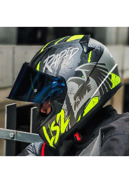 Rapıd 2 Raven Mat Siyah-Gri-Neon Sarı Kask
