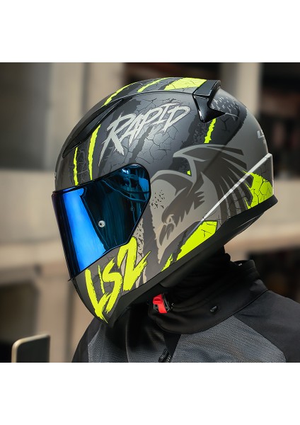 Rapıd 2 Raven Mat Siyah-Gri-Neon Sarı Kask