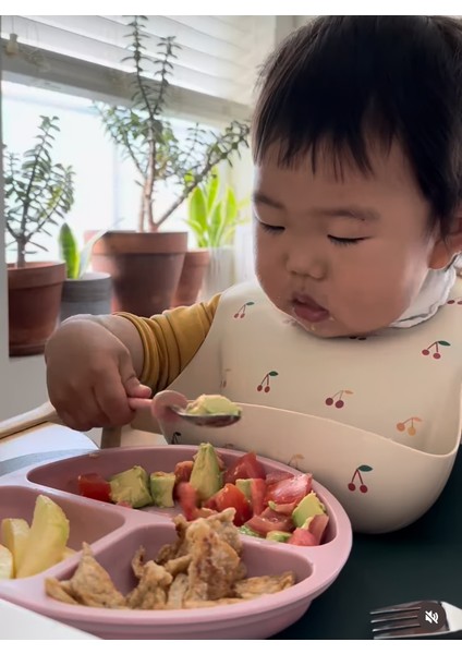 Silikon Kaymaz Vakumlu Bebek Beslenme Tabağı 3 Bölmeli Mama Sandalyesi Kabı