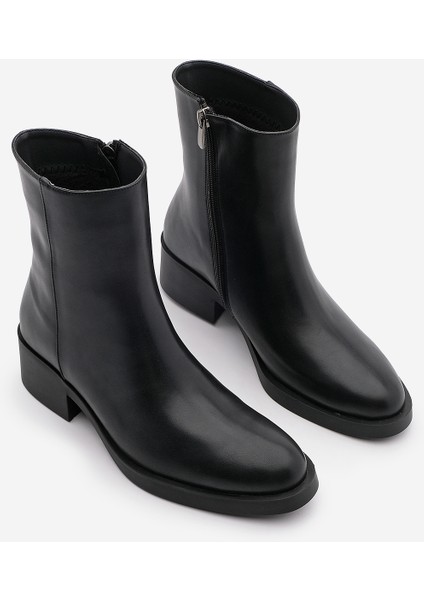 Kadın Fermuarlı Topuklu Günlük Bot Huna Siyah indirimleri