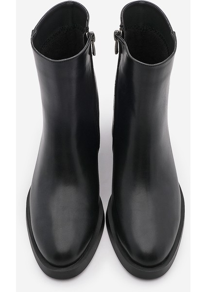 Kadın Fermuarlı Topuklu Günlük Bot Huna Siyah