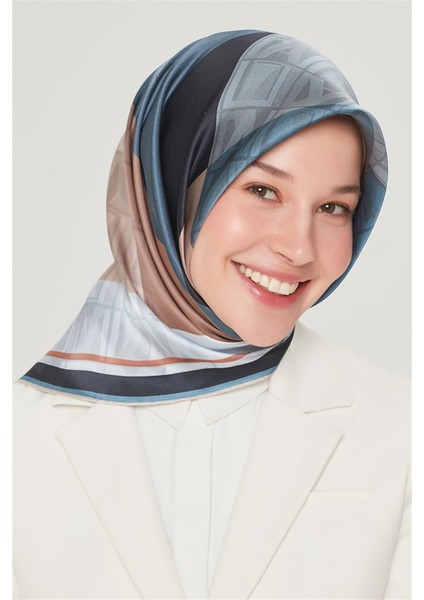 İpek Eşarp Nostalji - 8516-31 Lacivert Mavi Twill