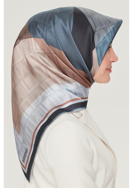 İpek Eşarp Nostalji - 8516-31 Lacivert Mavi Twill modelleri