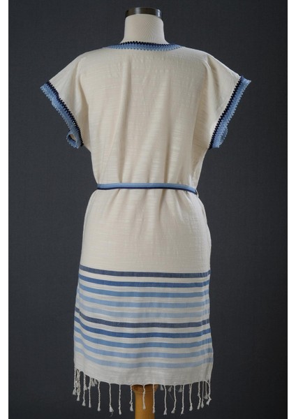 Mavi Tasarım Bantlı Kemerli Pamuklu Kimono fiyatları