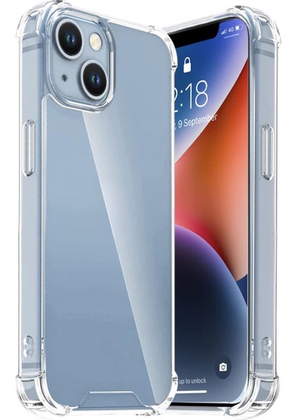 iPhone 15 Plus Uyumlu Şeffaf Silikon Kılıf Darbe Önleyici Köşe ve Kamera Korumalı Yüksek Koruma