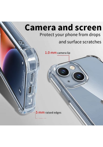 iPhone 15 Plus Uyumlu Şeffaf Silikon Kılıf Darbe Önleyici Köşe ve Kamera Korumalı Yüksek Koruma