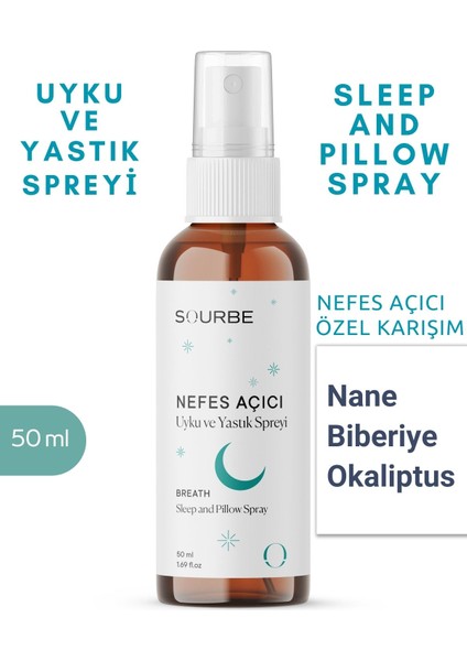 Uyku ve Yastık Spreyi Okaliptus Nane Biberiye Sleep And Pıllow Spray Doğal 50 ml