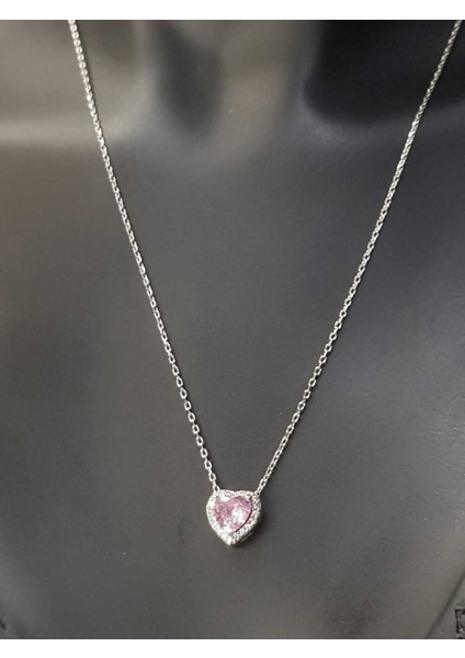 Swarovski Taşlı Pandora’s Model Pembe Kalp Taş Detay 925 Ayar Gümüş • Sevgiliye • Arkadaşa Kolye