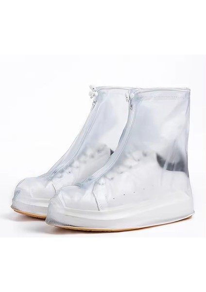 L Silikon Yağmur Koruyucu Ayakkabı Kılıfı Kaymaz Su Kir Geçirmez Beyaz L