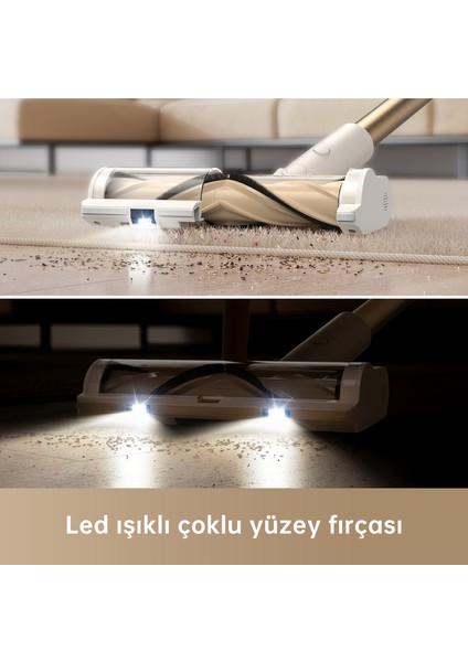 R10 Süpürge, Led Farlı 120AW Güçlü Dikey Süpürge, Anti-Tangle Fırça, 60 Dakikaya Kadar Şarj Edilebilir Pil, El Süpürgesi, Derin Temiz Saç, Sert Zemin, Halı