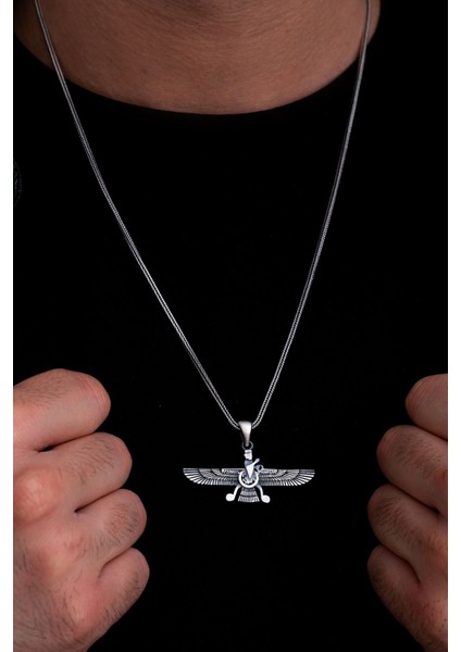 Ahura Mazda Figürlü 925 Ayar Gümüş Sevgiliye Eşe Babaya Hediye Erkek Kolye