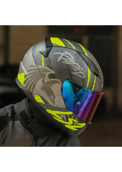Rapıd 2 Raven Mat Siyah-Gri-Neon Sarı Kask