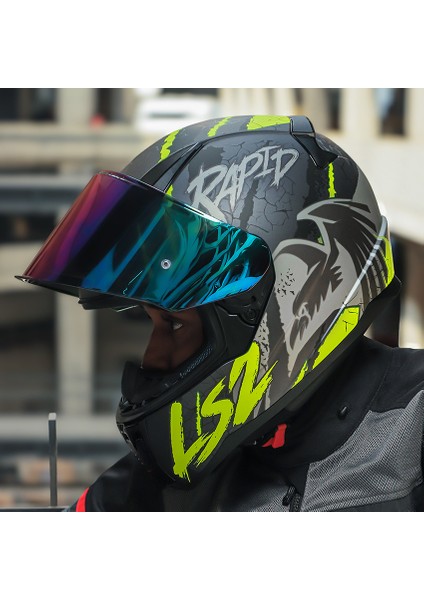 Rapıd 2 Raven Mat Siyah-Gri-Neon Sarı Kask