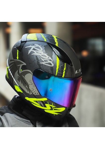 Rapıd 2 Raven Mat Siyah-Gri-Neon Sarı Kask