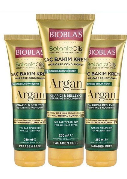 Argan Onarıcı & Besleyici Saç Bakım Kremi 250 Ml 3 Adet
