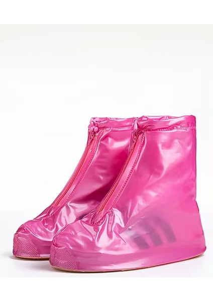 M Silikon Yağmur Koruyucu Ayakkabı Kılıfı Kaymaz Su Kir Geçirmez Pembe M