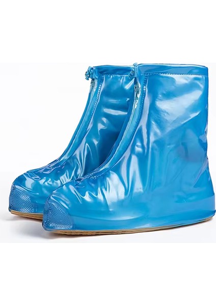 L Silikon Yağmur Koruyucu Ayakkabı Kılıfı Kaymaz Su Kir Geçirmez Mavi L