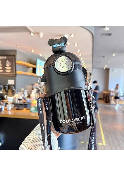 480ML Kawaii Bebek Termos Sevimli Su Şişesi Karikatür Paslanmaz Çelik Çift (Yurt Dışından)