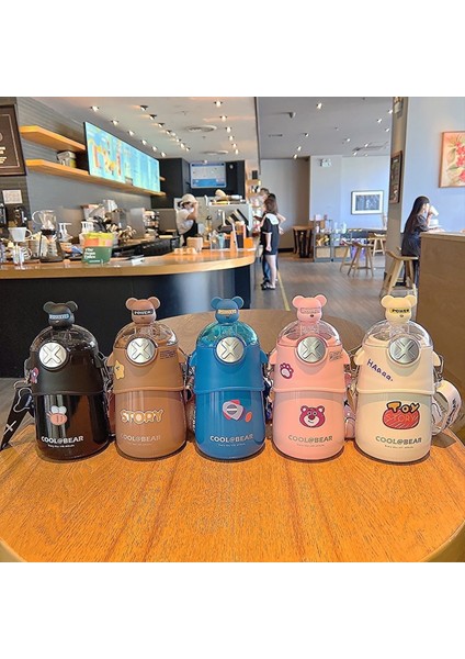 480ML Kawaii Bebek Termos Sevimli Su Şişesi Karikatür Paslanmaz Çelik Çift (Yurt Dışından)