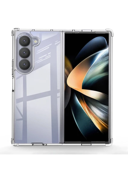 Samsung Galaxy Z Fold 6 Kılıf Crystal Sert Pc Antishock Darbe Emici Kenar Şeffaf Silikon Kapak