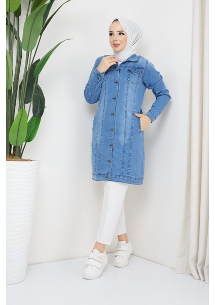 Kadın Koyu Mavi Denim Kot Ceket modelleri