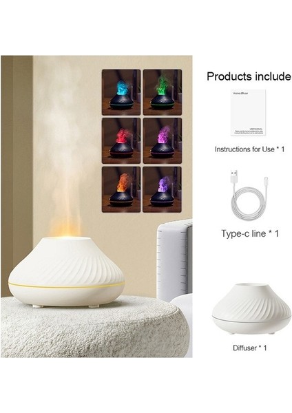Renkli Alevli Gece Işıklı 130ML USB Taşınabilir Hava Nemlendirici-Beyaz (Yurt Dışından) fiyatları