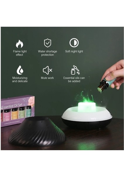 Renkli Alevli Gece Işıklı 130ML USB Taşınabilir Hava Nemlendirici-Beyaz (Yurt Dışından) fırsatları
