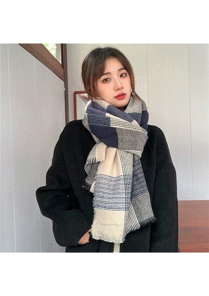 Ekose Eşarp Sıcak Şal Eşarp Kalın Başlık (Yurt Dışından)