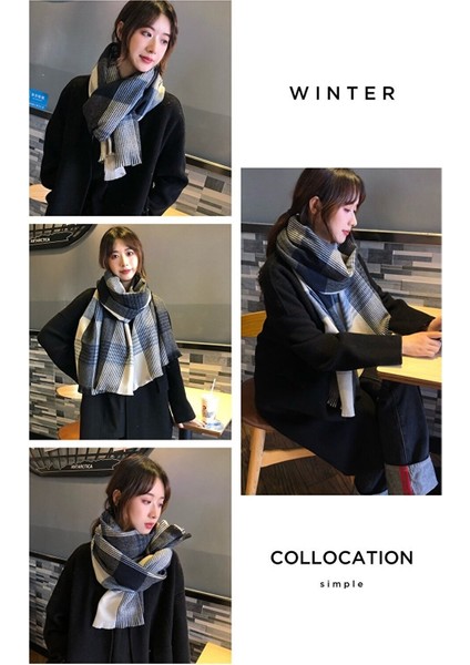 Ekose Eşarp Sıcak Şal Eşarp Kalın Başlık (Yurt Dışından) fiyatları