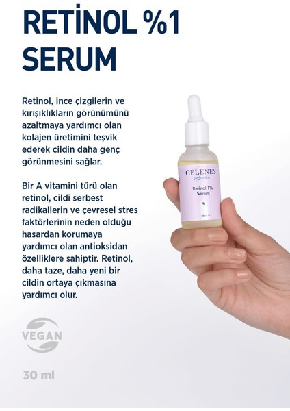 Kırışık Karşıtı Rena Retinol Cilt Yenileyici Bakım Serumu 30 ml