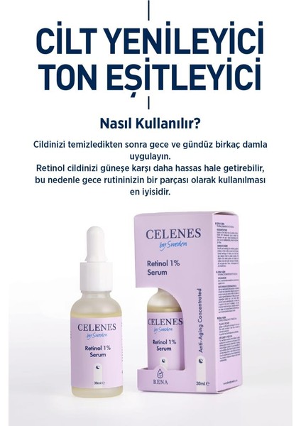 Kırışık Karşıtı Rena Retinol Cilt Yenileyici Bakım Serumu 30 ml