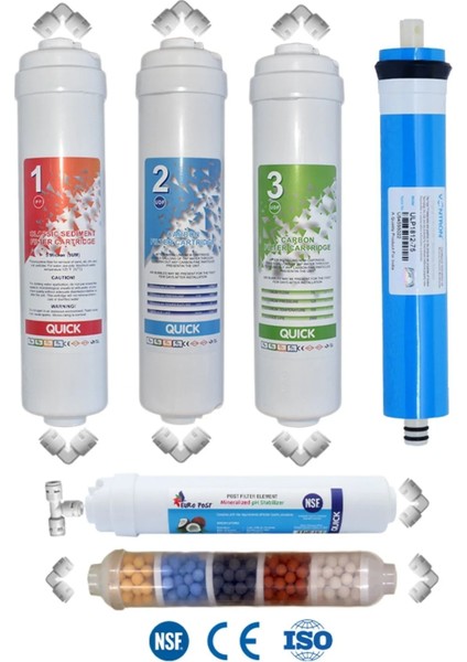 Kapalı Kasa Su Arıtma Cihazı Uyumlu Vontron Membranlı 10 Aşama 12'' İnline Filtre Seti