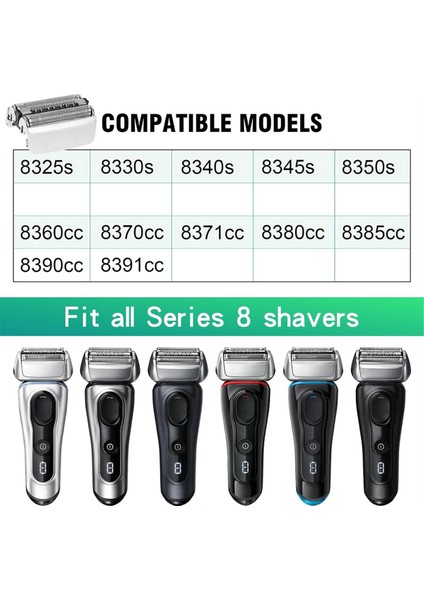 Serisi 8 83M Elektrikli Tıraş Makinesi Kafasının Değiştirilmesi S8 Elektrikli Bıçaklar Modeli 8370CC,8340S,8350S,8467,2 Paket (Yurt Dışından)