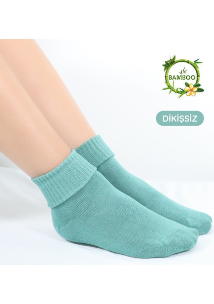 Kral Socks Bambu Kadın Kıvrık Yarım Konç Patik Renkli 5 Çift Dikişsiz Çorap