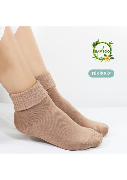 Kral Socks Bambu Kadın Kıvrık Yarım Konç Patik Renkli 5 Çift Dikişsiz Çorap