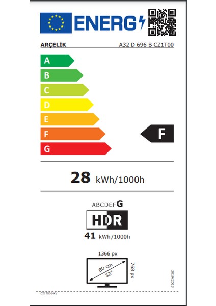 6 Serisi A32D696B 32" 81 Ekran Uydu Alıcılı HD Ready Smart LED TV