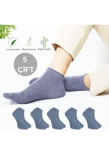 Kral Socks Erkek Patik Düz Desen (5 Çift) Bambu Dikişsiz Hassas Dokuma Parfümlü Kısa Çorap