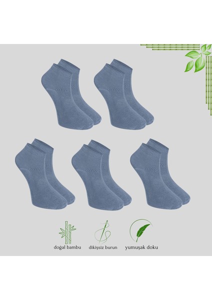 Kral Socks Erkek Patik Düz Desen (5 Çift) Bambu Dikişsiz Hassas Dokuma Parfümlü Kısa Çorap