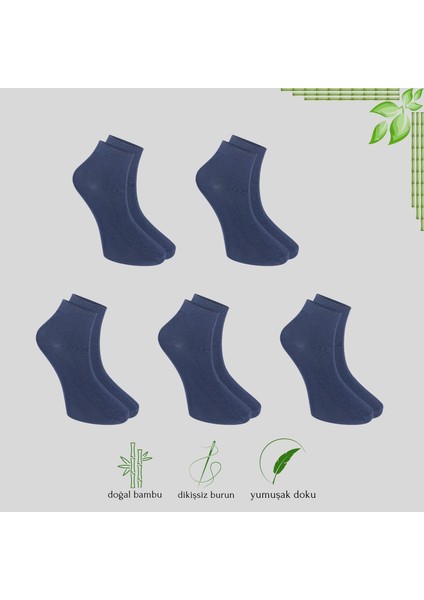 Kral Socks Erkek Patik Düz Desen (5 Çift) Bambu Dikişsiz Hassas Dokuma Parfümlü Kısa Çorap