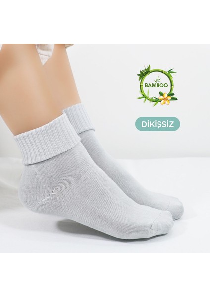 Kral Socks Bambu Kadın Kıvrık Yarım Konç Patik Renkli 4 Çift Dikişsiz Çorap