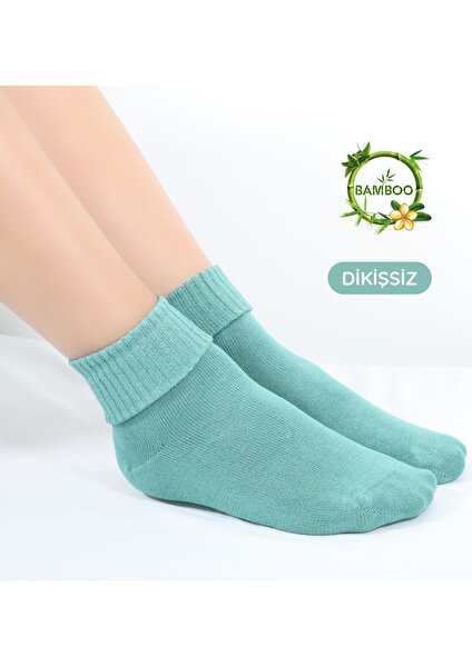 Kral Socks Bambu Kadın Kıvrık Yarım Konç Patik Renkli 4 Çift Dikişsiz Çorap