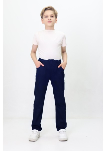 Çocuk Ribana Bel Esnek Likralı Rahat Okul Pantolonu