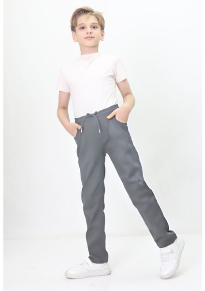 Çocuk Ribana Bel Esnek Likralı Rahat Okul Pantolonu
