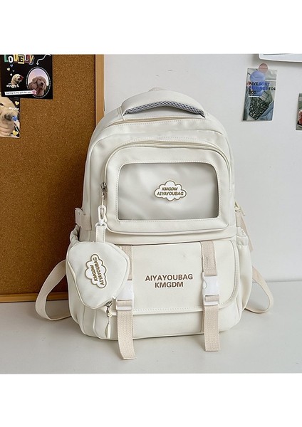 Kadınlar Için Okul Çantası Düz Renk Küçük Taze Lise Öğrencisi Sırt Çantası Kampüs Kadınlar Için Basit Sırt Çantası (Yurt Dışından)