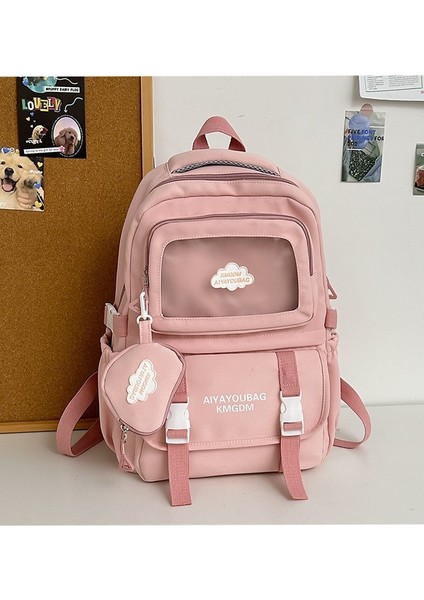 Kadınlar Için Okul Çantası Düz Renk Küçük Taze Lise Öğrencisi Sırt Çantası Kampüs Kadınlar Için Basit Sırt Çantası (Yurt Dışından)