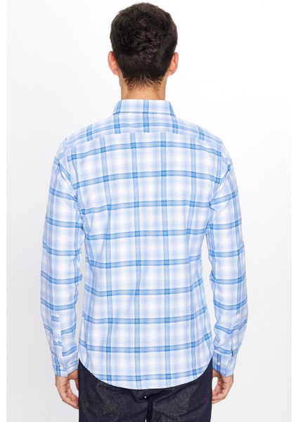 Erkek Slim Fit Dar Kesim Uzun Kollu Pamuklu Kolay Ütü Kareli Düğmeli Yaka Gömlek indirimleri
