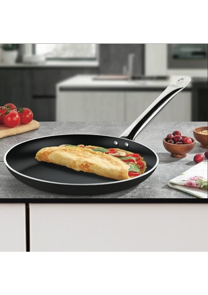 24 cm Bistro Krep Tava, Horeca Non-Stick Krep Omlet Tavası 24 cm (Çelik Boru Kulp)