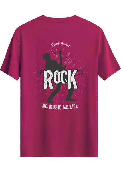 Gitar Baskılı Slim Fit Tişört Bisiklet Yaka T-Shirt