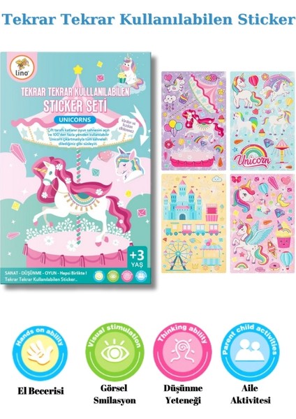 Yeniden Kullanılabilen Sticker Seti (+3 Yaş) (+100 Sticker)