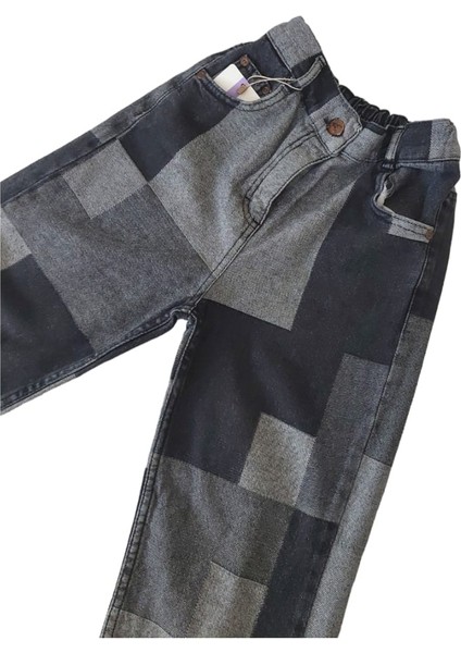 Özel Tasarım Pamuklu Unisex Çocuk Jeans Patchwork Pantolon